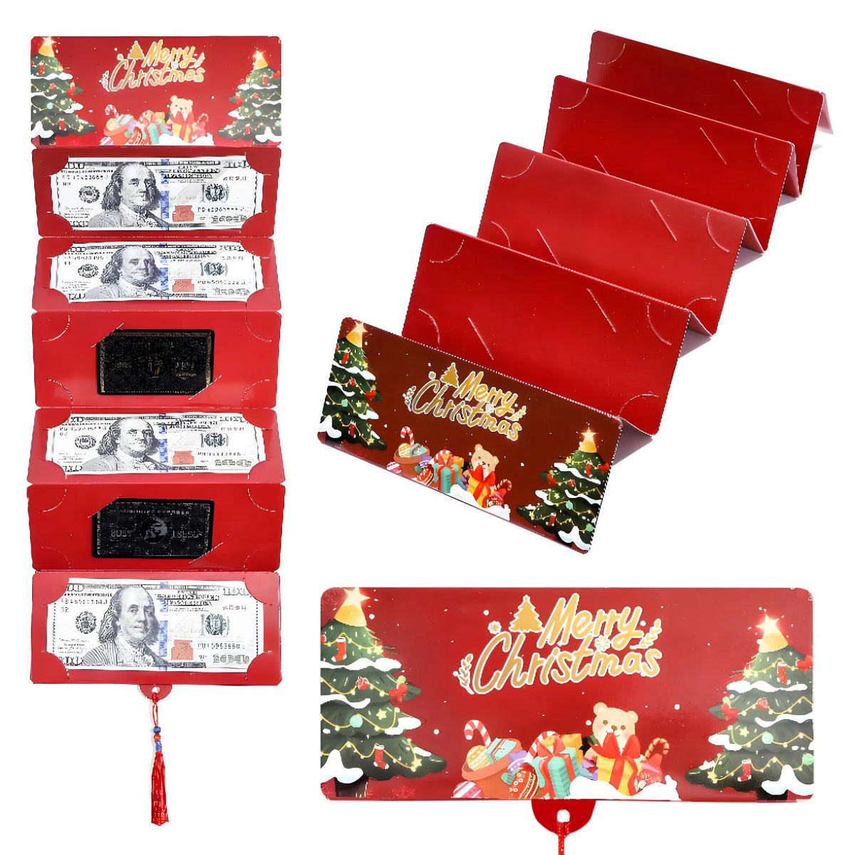 Christmas Cash Gift Envelope with Money Clip Christmas Surprise Card Holder Christmas Money Holder for Women Men Girls