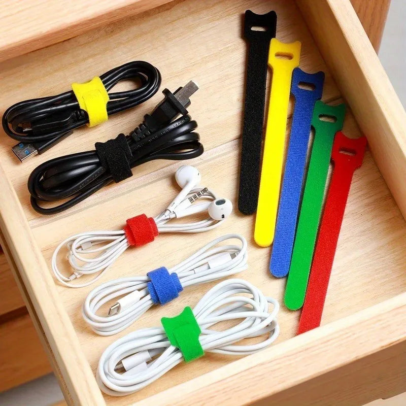 50 Pack Adjustable Cord Organizers, 1.2cm Wide Hook & Loop Ties, Tangle-Free Cable Management for Home, Office, Travel