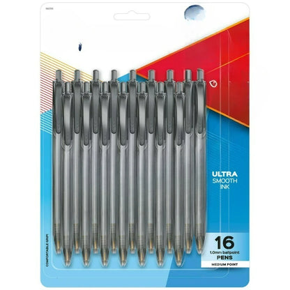 Ballpoint Retractable Pens, 1.0 mm, Assorted Colors, 16 Count