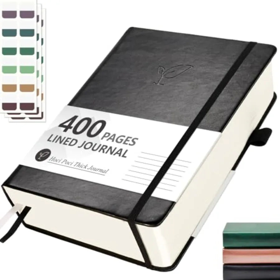 Lined Journal Notebook, 400 Pages Thick Journal for Writing, A5 Hardcover Leather Notebook with 100Gsm College Ruled Paper