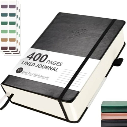 Lined Journal Notebook, 400 Pages Thick Journal for Writing, A5 Hardcover Leather Notebook with 100Gsm College Ruled Paper