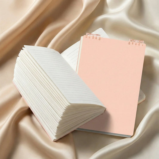 Aesthetic Pink Vertical Spiral Notebook Standing Desk Design Thick Lined Paper Twin-Wire Diary Journal
