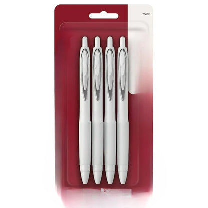 Retractable Gel Pens, Medium Point, 0.7mm, White Barrel, Black Ink, 4 Count