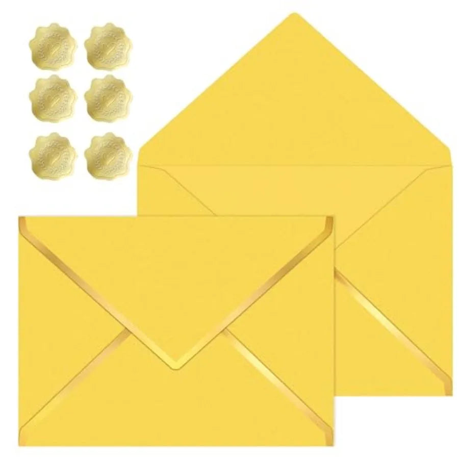 30 Pieces 5 x 7 Inch A7 Envelopes with V Flap Gold Foil Border, for Office, Business Envelopes Colo Envelopes for Gift Cards