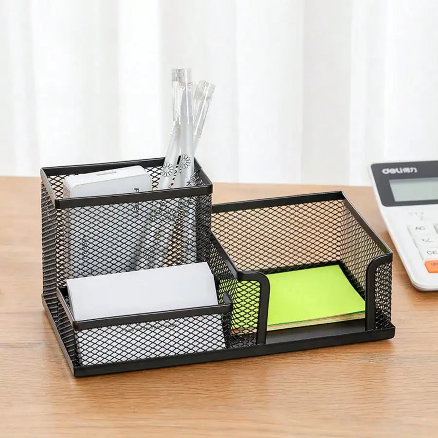 Black Metal Mesh Desktop Organizer Rack, Multi-Layer Pen Holder, Suitable For Office And Home, Desktop Storage Solution, Can Hold Pens, Pencils, Stationery And Small Items Desk Office Supplies Office Accessories School Suppli
