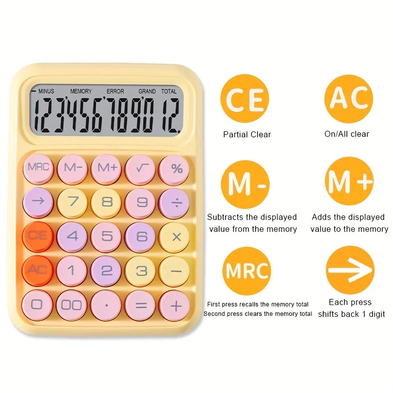 1pc 12-Digit Large Display Dopamine Calculator, Made Of High-Quality Material, Mechanical Keyboard, Suitable For School, Office, Retail