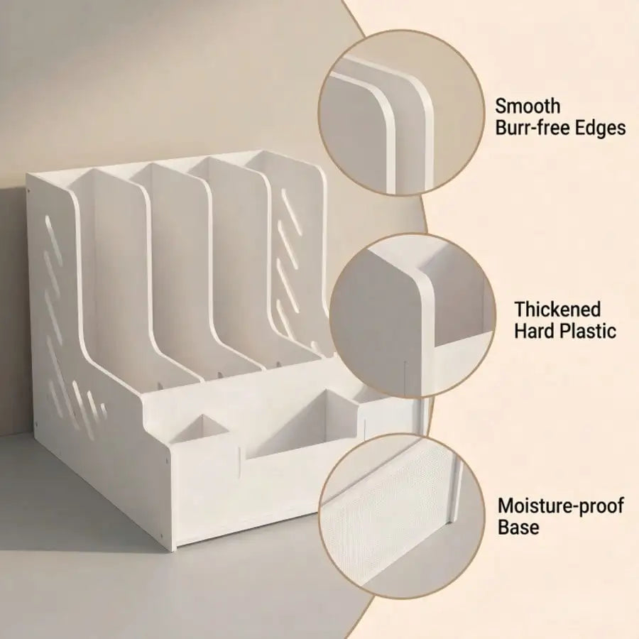 This Multi-Functional Desktop File Organizer Is Suitable For Office A4 Letter Paper And Documents, And Can Also Be Used As A Pen Holder, Book And Document Organizer On A Home Desk.