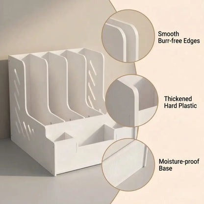 This Multi-Functional Desktop File Organizer Is Suitable For Office A4 Letter Paper And Documents, And Can Also Be Used As A Pen Holder, Book And Document Organizer On A Home Desk.