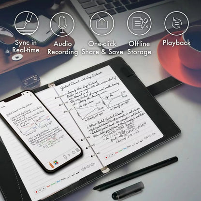 Smart Paper Notebook with Pen Loop, Cards Holder, Dot-coded Printed  Pages Hand Writing Compatible with Ophaya SyncPen & App