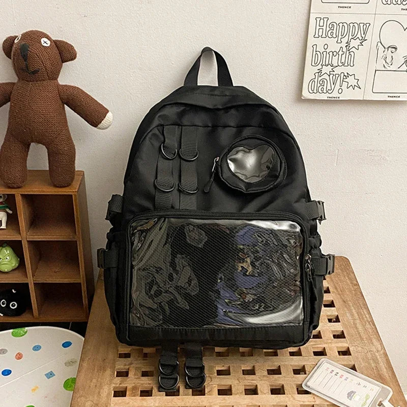2026 New Kawaii Heart Transparent JK Itabag Backpack for Teen Girls Collage Style School Bag Women Laptop Backpack